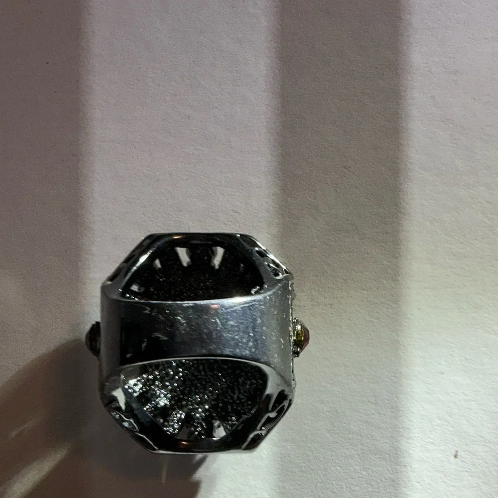Neiman Marcus Silver Ring with Red Gemstones